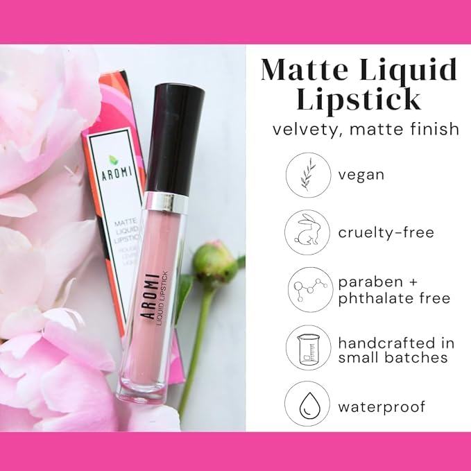 Aromi Brick Red Matte Liquid Lipstick | Warm, Earthy Burgundy Lip Color, Long-lasting and Kiss-Proof, Vegan, Cruelty-free, Waterproof, Handmade (Brick Red)