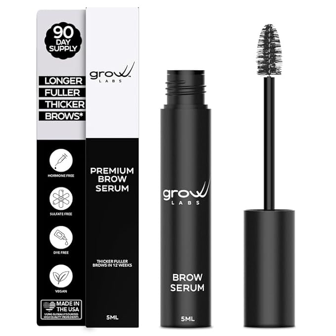 Eyebrow Growth Serum – with Biotin & Peptides – Regrow Eyebrow Hair – Nourishing Formula for Thicker, Fuller, Natural-Looking Brows – Vegan, Cruelty-Free – Made in USA – 5 ml