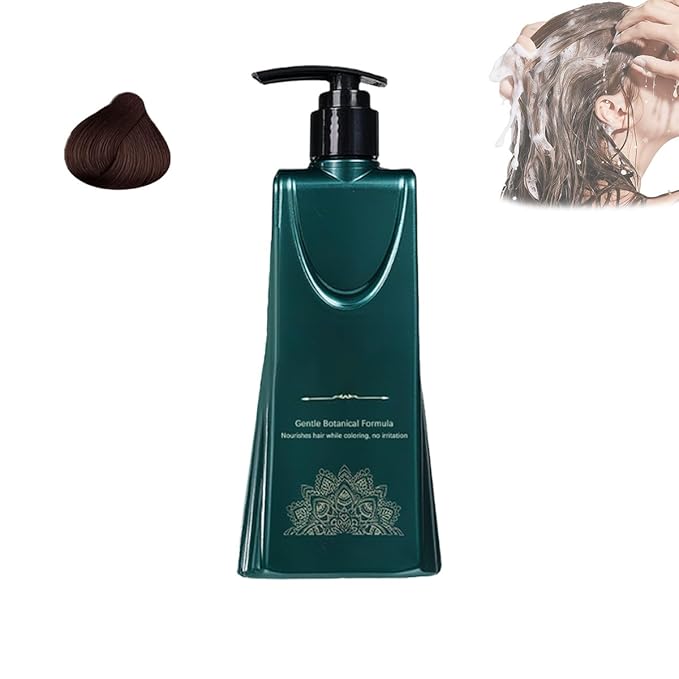 Mild Formula Long Lasting Hair Dye Set,Plant-Based Hair Color for Gray Coverage, Long-Lasting Single Step Hair Dye Kit with Nourishing Natural Shampoo (Light Black)