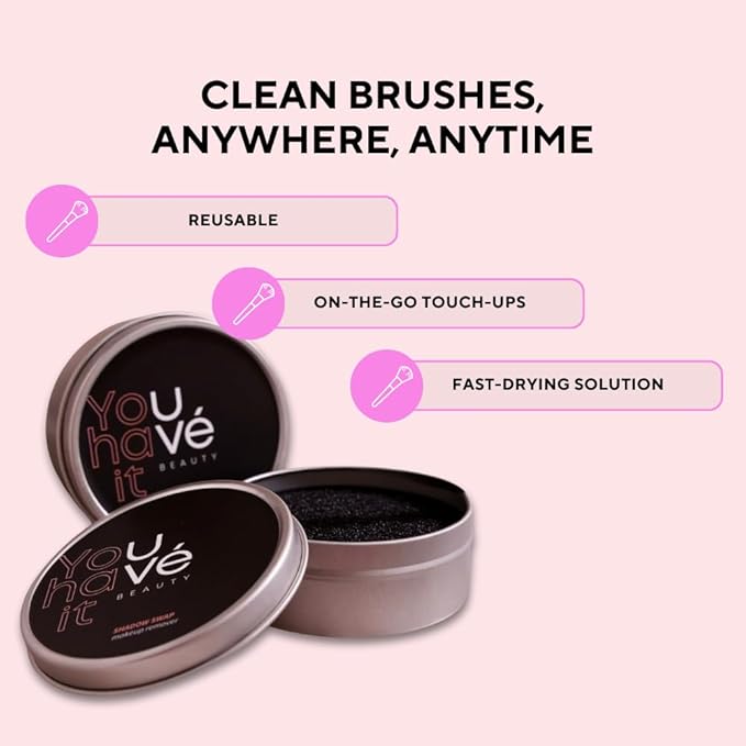Makeup Brush Cleaner Sponge, Removes Eyeshadow & Blush Dry Makeup for Quick Color Changes, Waterless & Chemical Free, Fast & Easy Cleaning