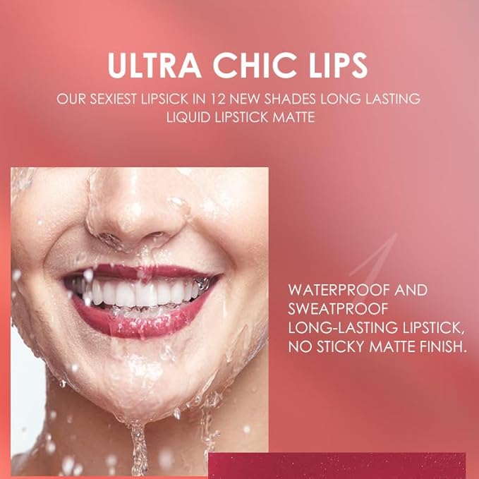 BONNIE CHOICE 12Pcs Matte Liquid Lipstick + Lip Liner Pens Set, 6 Matte Lipstick With 6 Matching Smooth Lipliner Waterproof Long Lasting 24 Hour Lip Gloss Makeup Christmas Day Gifts for Women