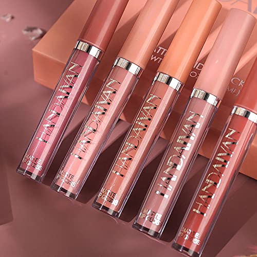 6Pcs Matte Liquid Lipstick Makeup Set, Matte liquid Long-Lasting Wear Non-Stick Cup Not Fade Waterproof Lip Gloss (Set B)