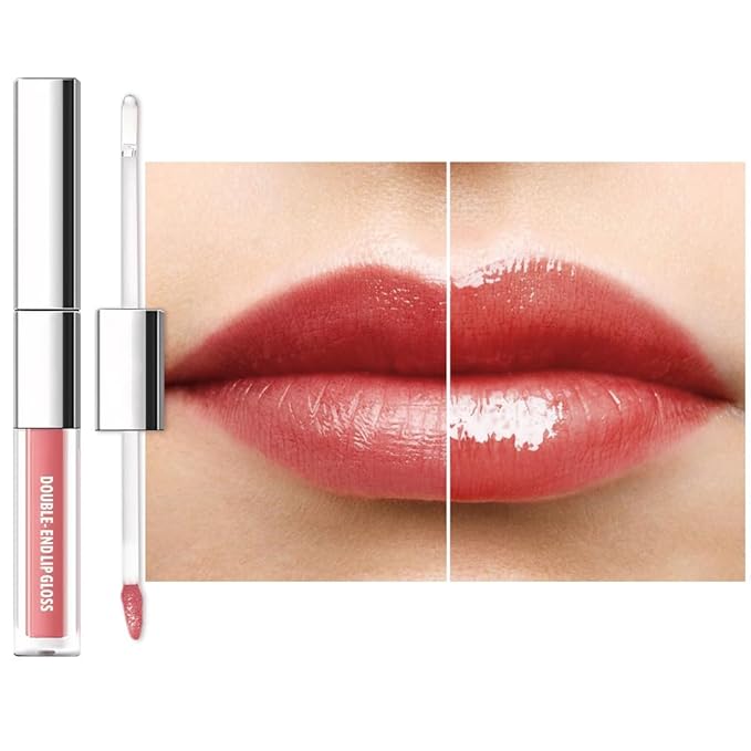 2-in-1 Matte Liquid Lipstick & Clear Lip Gloss, Long Lasting Waterproof Smudge Proof 24 Hour Lip Color Stain, Non Stick & Non Fading, Vegan Matte Makeup Lip Stain for Women,Coral Orange #04