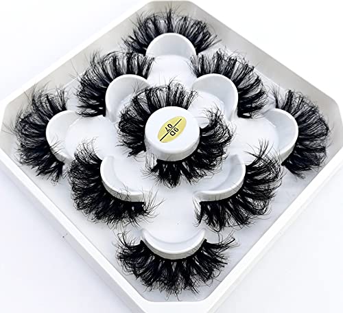 HBZGTLAD new 5 Pairs 25 mm 3d Mink Lashes Bulk Faux with Custom Natural Mink Lashes Pack Short Wholesales Natural False Eyelashes (9D-07)