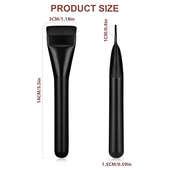 Flat Foundation Brush for Liquid Makeup,14CM Premium Fast Flawless Flat Top Kabuki Makeup Brushes Face Cosmetics Concealer Brush for Liquid, Blending, Powder, Cream, Powder, Blush, Buffing Black