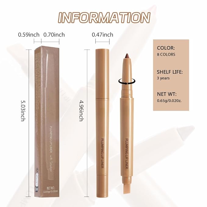 Saddle Brown Matte Lip Liner Pencil, Plump Lip Liners Long-Lasting Creamy Formula, With Silicone Smudger for Define Contours & Sculpting Lip, Waterproof Non-Staining Crayon Lip Liner 07#