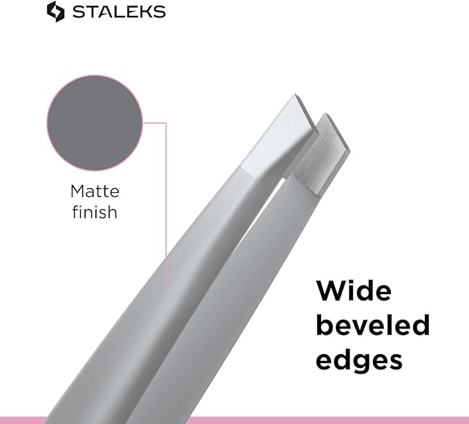 STALEKS BEAUTY & CARE 10 Type 3 Eyebrow Tweezers – Wide Beveled Stainless Steel for Thick Brows & Home Hair Removal