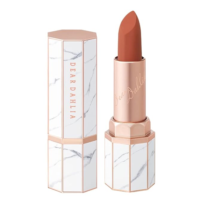 DEARDAHLIA Lip Paradise Effortless Matte Lipstick (Amber) - Vegan Silky Matte Lipstick with Wightness, Long-Lasting and High-Pigment Color, Dahlia Petal-Shaped Tip for Easy Use. 0.11 oz