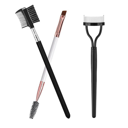 Eyebrow Brush Eyelash Separator Brow Comb & Lash Spoolie Professional Eye Makeup Tools (Black + White)(3 Pieces Set)