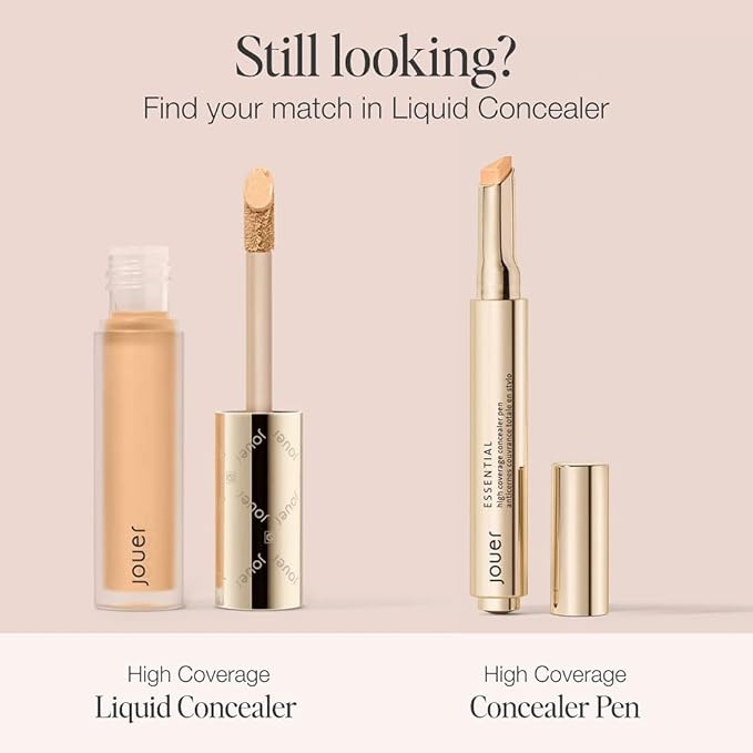 Jouer Essential High Coverage Liquid Concealer - Brightening Concealer - Color Corrector for Under Eye Dark Circles, Spot Coverage, and Eye Primer - Soft Matte Finish, Ginger