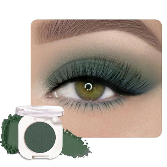 Forest Green Matte Eyeshadow Palette for Women, Single Monochrome Eye Shadow Makeup, Shiny Pressed Powder, Blendable Natural sombras para ojos, Holographic,Vegan,Travel -16