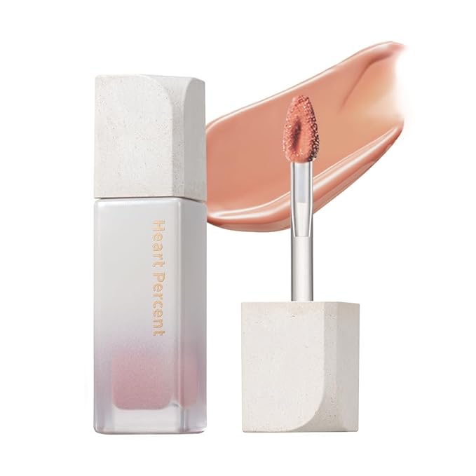 Heart Percent Dote On Mood Pure Glow Tint, Watery & Lightweight Moisturizing Lip Stain Long Lasting Liquid Lipstick 6.8g, #12. Caramel Beige