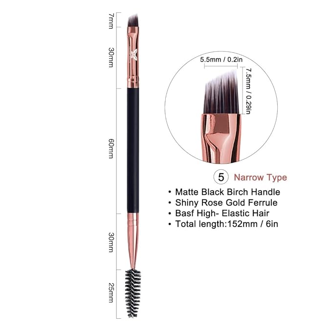 Dual-Ended Eyebrow & Lash Tint Brush – Angled Tip with Spoolie Comb for Henna by Existing Beauty