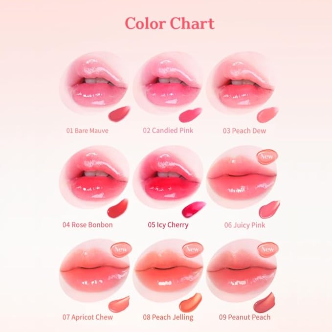 MQNY(MACQUEEN NEWYORK Dewy Water Glow Lip Tint 3.5g 9colors (#07 Apricot Chew, Apricot Peach)
