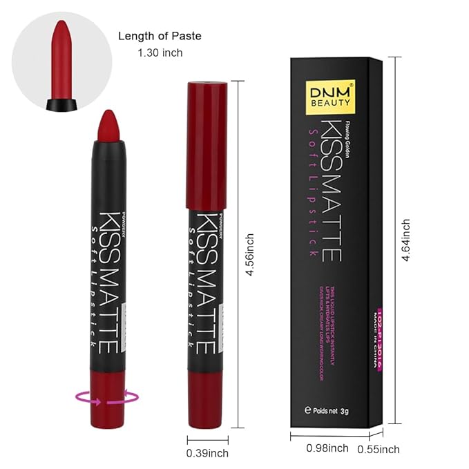 BINGBRUSH Smooth Longwear Lipstick Pack Set, Matte Color Stick Ultimate Lip Crayon for Makeup Collection - Waterproof Velvet Lipgloss Lip Stain (18#)