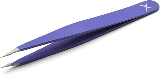 Pointer Stainless Steel Tweezers Women & Men Precision Eyebrow Tweezers for Facial Hair, Fine Tip Strong Grip Professional Tweezer for Eyebrow Shaping, Ingrown Hair & Splinter Removal (Purple)