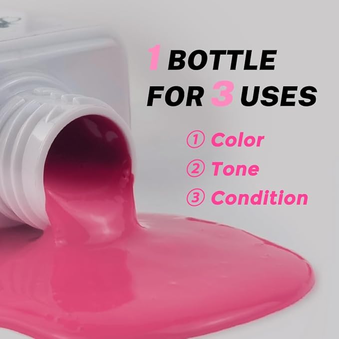 SOVONCARE Pink Semi Permanent Depositing Conditioner for Colored Hair, 5.28 OZ - Dye Results in 10 Mins, Cruelty-Free Haircare