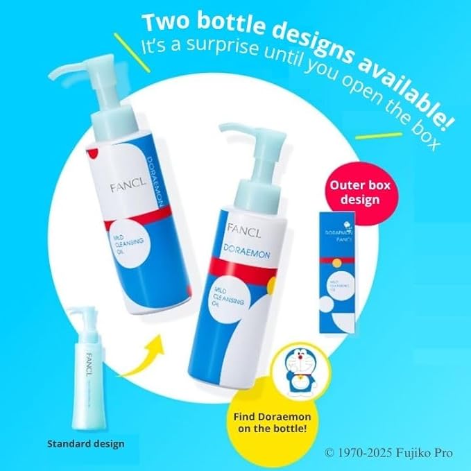 FANCL Mild Cleansing Oil Doraemon Limited Edition – Japanese Makeup Remover & Facial Cleansing Oil for Sensitive Skin, Preservative-Free, skincare gifts for women