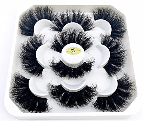 HBZGTLAD new 5 Pairs 25 mm 3d Mink Lashes Bulk Faux with Custom Natural Mink Lashes Pack Short Wholesales Natural False Eyelashes (9D-05)
