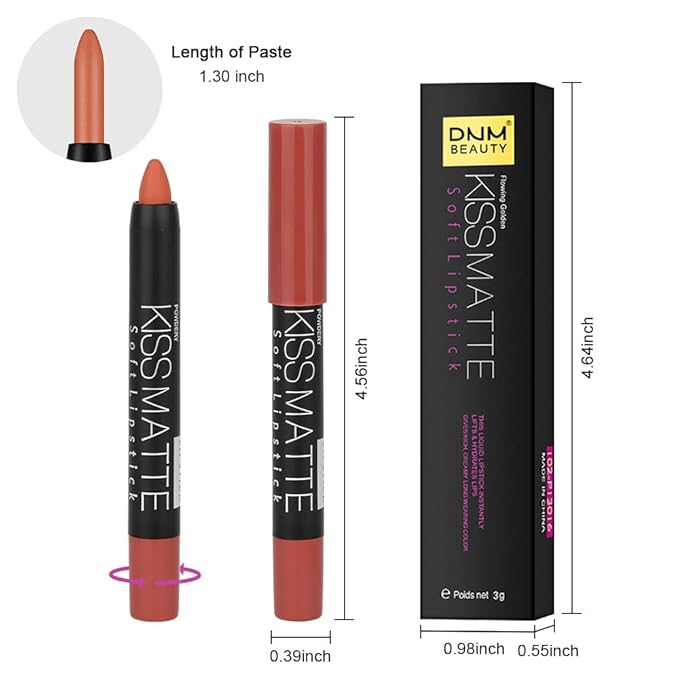 BINGBRUSH Smooth Longwear Lipstick Pack Set, Matte Color Stick Ultimate Lip Crayon for Makeup Collection - Waterproof Velvet Lipgloss Lip Stain (19#)