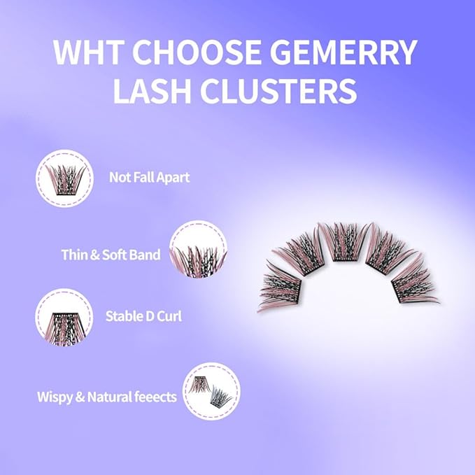 Colored False Eyelashes DIY Lash Clusters Kit Lash Extension Kit Natural Volume Lash Extensions Wispy Eyelash Clusters Individual Lashes Kit D Curl 9#(Black&Rose Red)