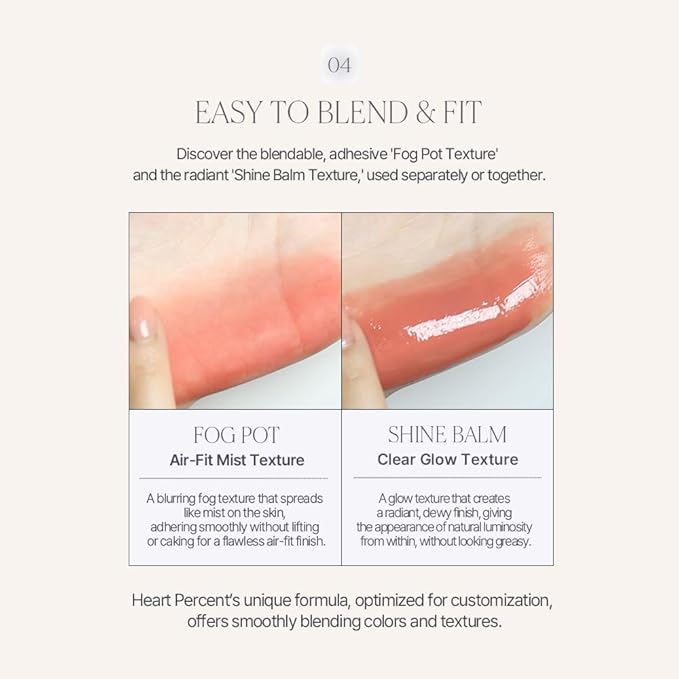 Heart Percent Dote On Mood Custom Lip & Cheek, Matte (Fog Pot) + Glow (Shine Balm) Dual Type Multi-use Blush & Lip Tint [#07. Geek & Plum]