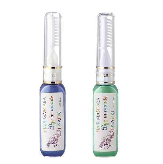 Temporary Hair Color Mascara Washable Hair Dye Stick Non-toxic Instant Hair Chalk Dye for Girls Women (Light Purple+Green)
