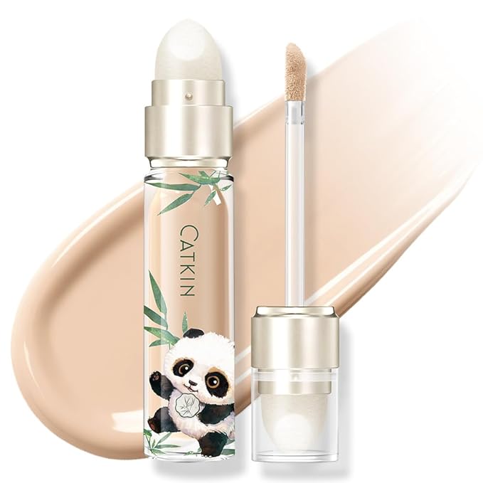 CATKIN Full Coverage Dual-Ended Liquid Concealer Eraser Dark Circles Treatment, Creamy Blendable smooth formula for Blemishes Redness, Long Lasting Waterproof, Sponge Tip Included 5g C03 OAT