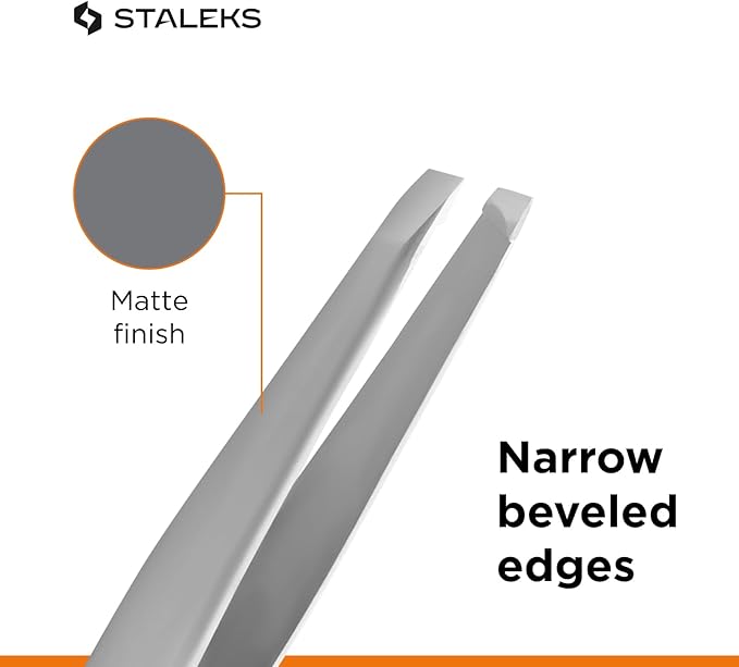 STALEKS PRO Expert 62 Type 4 Professional Eyebrow Tweezers – Narrow Beveled Stainless Steel for Fine Brows & Small Hands