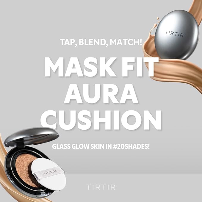 [*Mini Size*] TIRTIR Aura Glow Silver Cushion | Korean Cushion Foundation, (#17W French Vanilla, 0.15 Fl Oz)