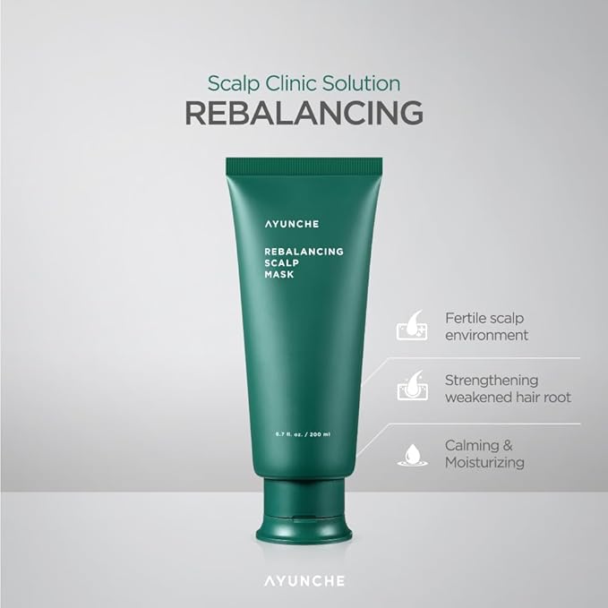 AYUNCHE Rebalancing Hair Mask 6.7 fl. oz. (200ml) [For All Hair Types] | Healthy & Strong Scalp and Hair Pack | Anti-Hair Loss Hair Treatment | Deep Conditioner | Korean Salon Brand