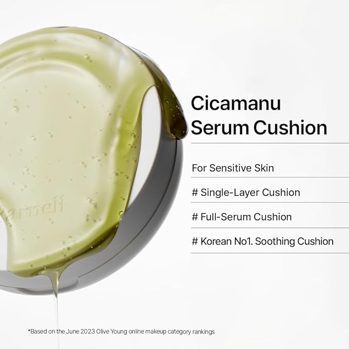 Parnell Cicamanu Serum Cushion 53N Ganache 0.52 fl oz | Hydrating Serum Foundation for Soothing, Pore Blurring & Radiant Glass Skin | Lightweight Korean Cushion for Sensitive Skin | K-Beauty