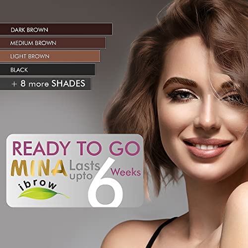 MinaiBrow Light Brown Brow Tinting Powder with Duo Angled Brush | Water & Smudge Proof Instant Dye, 100% Gray Converge