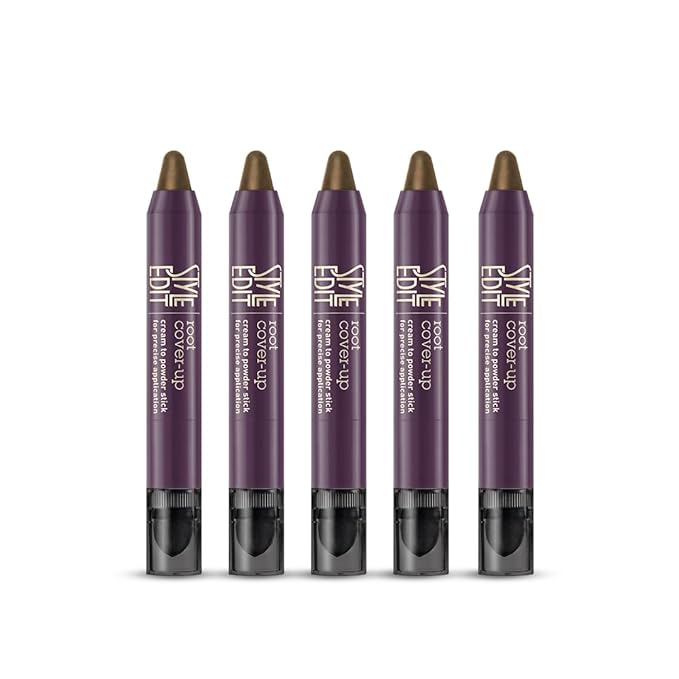 Style Edit Root Touch Up Stick - Light Brown Root Concealer, Temporary Hair Color and Coverage Pen, Premium Shading Sponge, 0.11 oz, 5 Pack