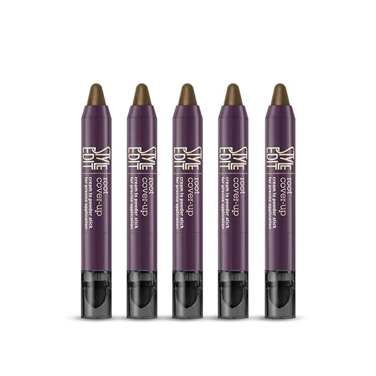 Style Edit Root Touch Up Stick - Light Brown Root Concealer, Temporary Hair Color and Coverage Pen, Premium Shading Sponge, 0.11 oz, 5 Pack