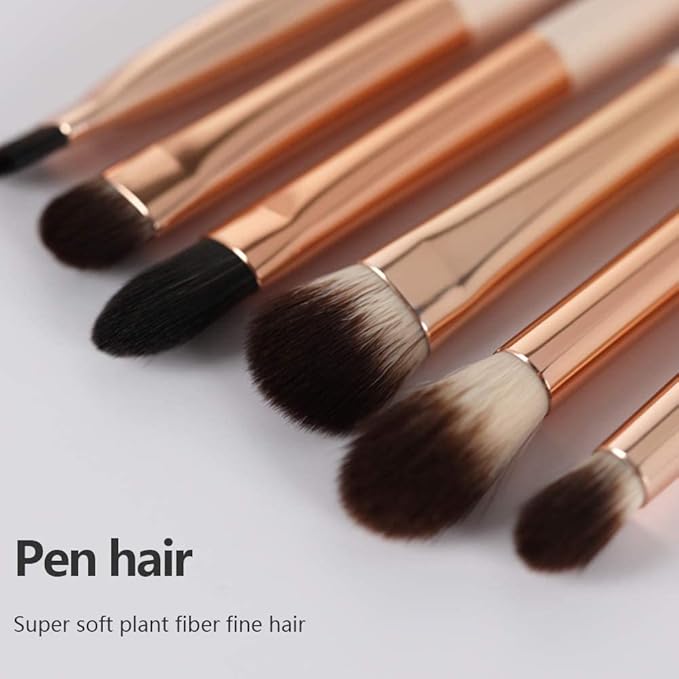 Eye Makeup Brush Set, 6 Pcs Professional Blending Eyeshadow Makeup Brushes for Concealer Eyebrows Eyeliner, Soft Hairs & Wood Handle