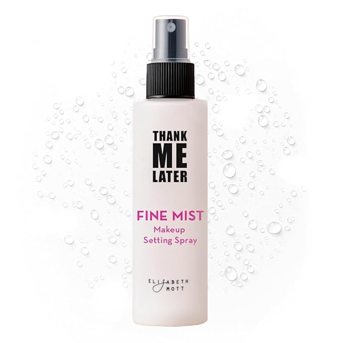 Elizabeth Mott Thank Me Later 3-in-1 Dewy Makeup Setting Spray – Hydrating & Long-Lasting Fine Mist with Niacinamide for a Radiant Glowy Look – Lightweight, Cruelty-Free, Travel-Size Face Spray, 30ml