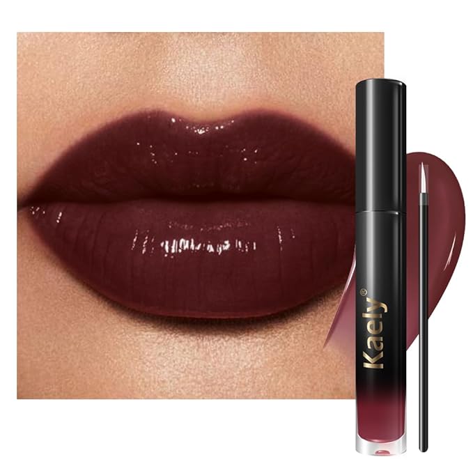 Kaely Longwear Shine Lipstick for Women, Highly Pigmented Liquid Lip Color Makeup, Non-Transfer Lip Gloss Stain Waterproof Smudge Proof 24 Hour, Glossy Finish, Vegan & Cruelty-free, 21 SENSUAL