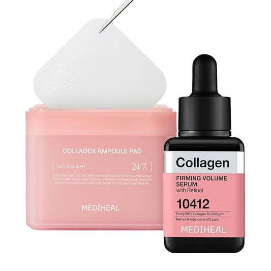 Mediheal Collagen Pad & Serum Skin Care Duo Set for Skin Firming & Healthy Skin – Collagen Toner Pads + Collagen Serum