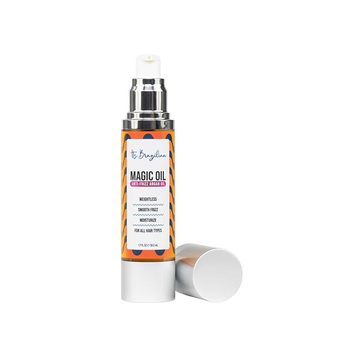 IT'S BRAZILIAN Magic Oil – Anti-Frizz Argan Oil Hair Serum, Weightless Shine & Smooth Feel – 1.7 fl oz – Moisturizes & Tames Flyaways – For All Hair Types