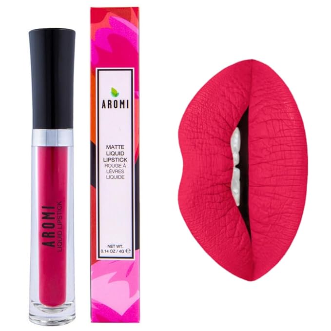 Aromi Magenta Red Matte Liquid Lipstick | Long-lasting, Bright Lip Color for Women, Vegan, Waterproof, Gluten Free (Neon Red)