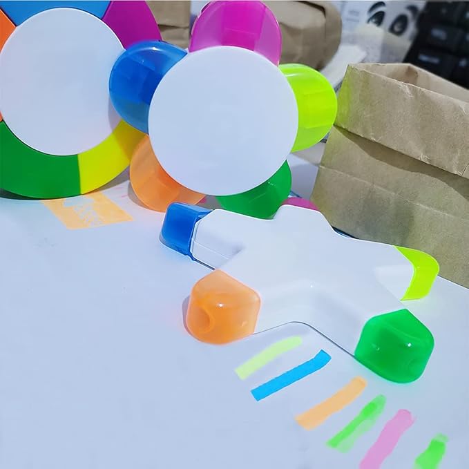 3 Pack Fluorescent Highlighter Pens, Petals Highlighters, Star Flower Highlighters,Round Shape Watercolor Pens for Students School Office