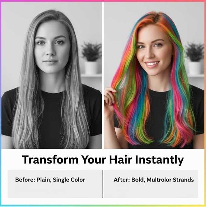 12 Colors Festive Fun Hair Chalk Combs, Instant Hair Color Comb Washable Quick Dry Vibrant Temporary Color for Birthday Christmas Party Gifts for Teenage Girls Kids (12 Colors)