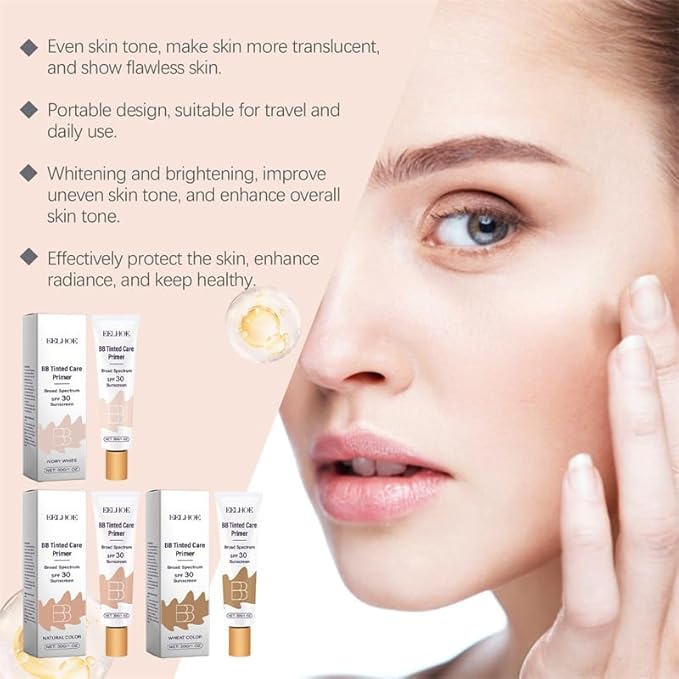 BB Tinted Moisturizer SPF 30, Full Coverage Light-Medium Skin Color Light Hydrating & Smoothing. (ivory white)