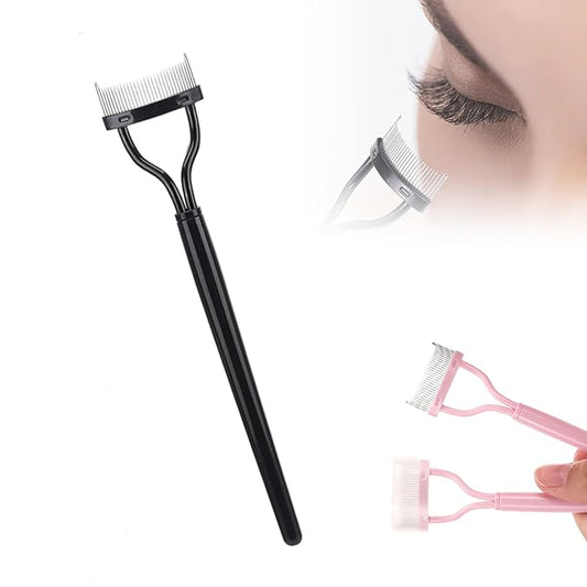 Eyelash Comb Eyelash Separator Tool, Arc Designed Eyelash Comb Separator, Eyelash Brush Separator With Metal Teeth Eyelashes Grooming Tool for Eye Cosmetic Brush Tool (Black, 1 pcs)