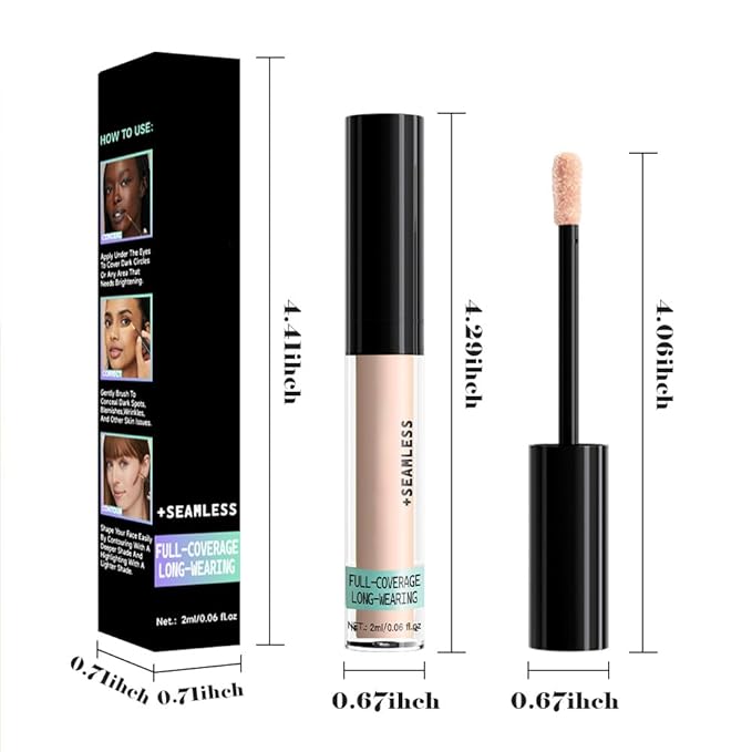 Liquid Concealer Makeup, Natural Coverage for Older Women, Under Eye Brightener Full Coverage Concealer for Dark Circles, Lightweight, Covers Oil-Free, Vegan & Cruelty-Free, 02 Light
