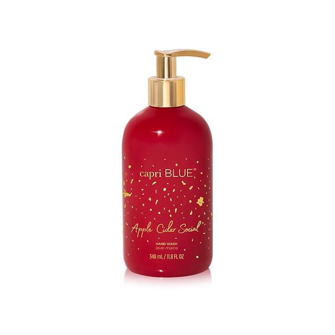 Capri Blue Large Moisturizing Hand Wash Soap - Liquid Hand Soap with Pump Bottle - Gentle & Hydrating Skin Care - Notes of Crisp Apple, Cinnamon & Juicy Pear (Apple Cider Social, 11.8 fl oz)