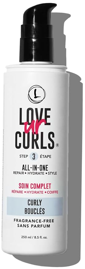 Love Ur Curls Fragrance Free All in One Curl Cream Styler for Curly Textured Hair, Repair, Define, Hydrate & Style with Shea Butter, 250mL