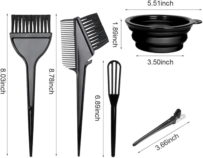 16 Pcs Hair Bleach Coloring Kit - Professional Hair Dye Brush, Comb, Hair Color Bowl, Agitator, Cape, Hairclips Hair Highlighting Tools Set