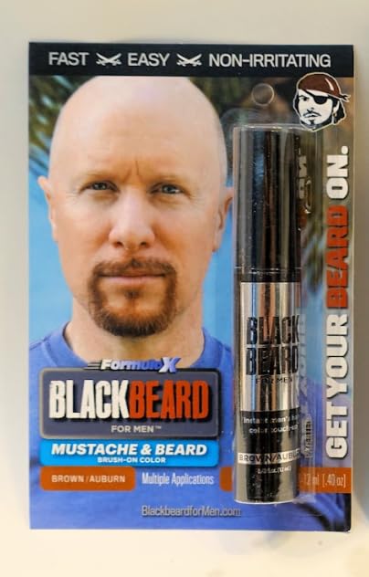 Blackbeard for Men Instant Beard Color – All Day Beard, Mustache, Eyebrow, and Sideburns Color – Temporary, Hypoallergenic Beard Dye Alternative – Up to 45 applications – Brown/Auburn, 3 Pack
